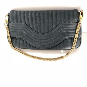 Women’s Navy Blue Faux Leather Chain Link Handbag